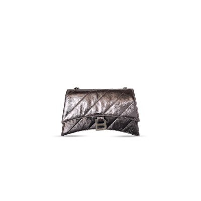BALENCIAGA WOMEN'S CRUSH CHAIN BAG MINI IN SILVER 736016210S11000 (21.8*9.9*4.8cm)